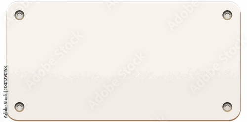 Targa metallica vuota con quattro fori angolari, pronta per personalizzazione o testo.