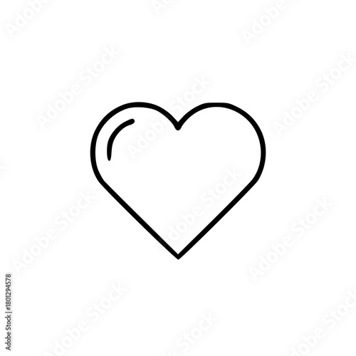 Simple line drawing of a heart shape, centered on a white background, symbolizing love and affection.
