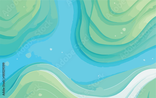 Sfondo astratto con onde fluide nei toni del blu e del verde, che evocano natura e tranquillità.