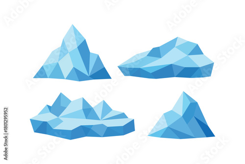 polygon flat illustration glacial iceberg collection