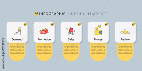 Timeline Creator infographic template. 5 Step timeline journey, calendar Flat simple infographics design template. presentation graph. Business concept with 5 options, gantt vector illustration.