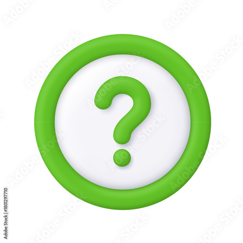 Green question mark sign inside X circle button. Support, help, inquiry, FAQ and information concept. 3d vector icon. Cartoon minimal style.