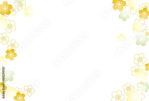 梅の花のフレーム　背景　年賀状　テンプレート