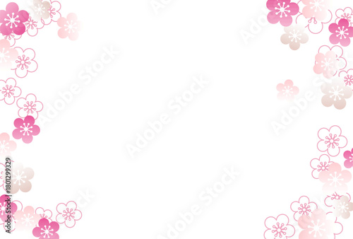 梅の花のフレーム　背景　年賀状　テンプレート