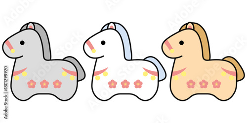 馬の置物イラストセット2