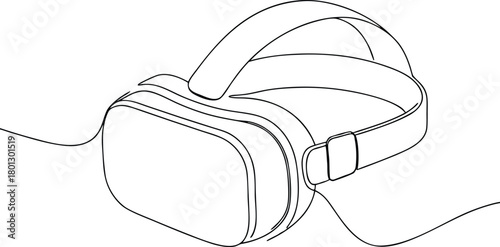 Black line drawing of virtual reality headset VR headset
