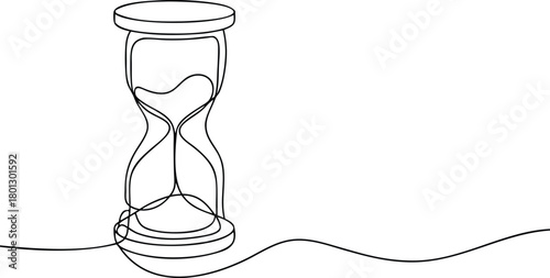 Black line drawing of an hourglass on a white background