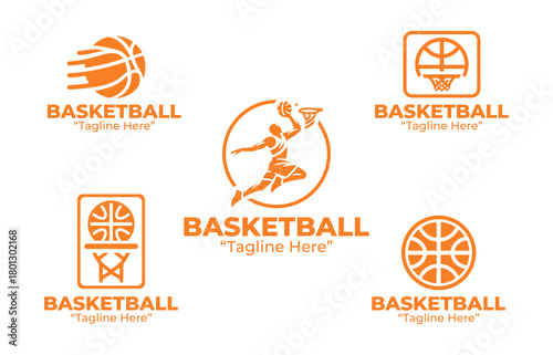5 Basketball Logo Set Dynamic Sports Branding Collection
