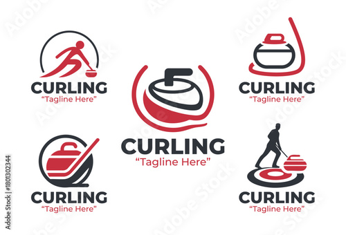 5 Curling Logo Set Winter Sports Branding Collection