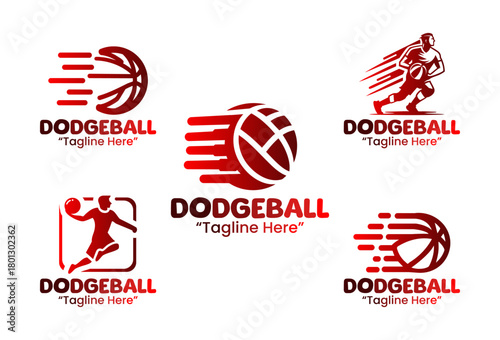5 Dodgeball Logo Set Fun and Competitive Sports Branding Collection