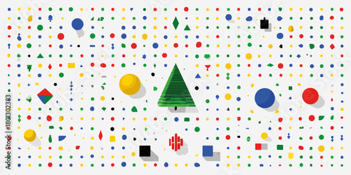 Un pattern astratto con forme geometriche colorate su sfondo bianco, ideale per design e concetti creativi.