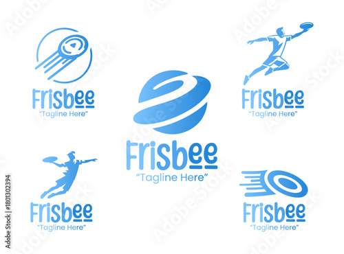 5 Frisbee Logo Set Fun and Active Sports Branding Collection