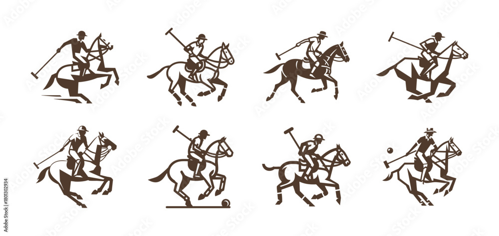 Fototapeta premium 8 Polo Sport Logo Set Elegant Equestrian Sports Branding Collection