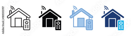 Smart house icon set multiple style collection