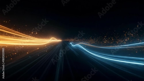 Stunning abstract light trails loop showcasing high speed travel and advanced technology, perfect for futuristic designs and modern presentations