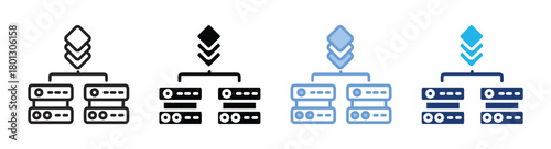 Virtualization icon set multiple style collection