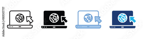 Online icon set multiple style collection