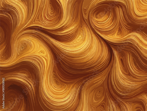 Sfondo astratto con motivi vorticosi e fluidi in tonalità dorate e marroni, texture organica