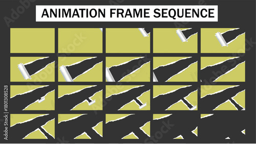Torn Paper Transition Animation Frame Sequence - Rolled-Up Page Reveal Effect