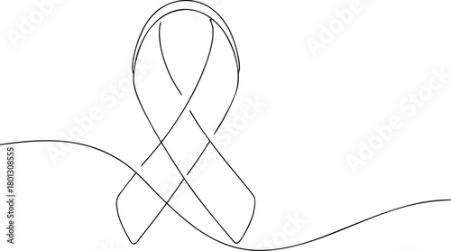 Single line drawing awareness ribbon continuous line