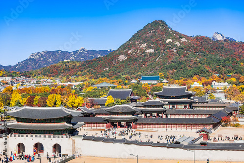 ソウル　紅葉の景福宮,