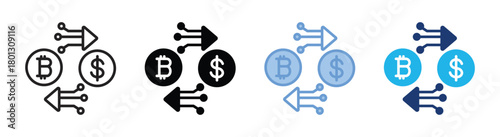 Digital exchange icon set multiple style collection