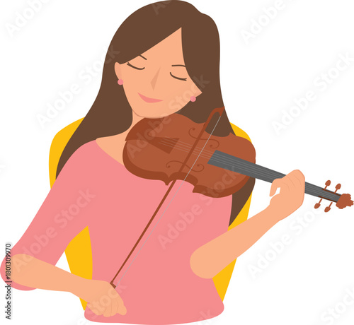 Woman Playing Violin illustration.