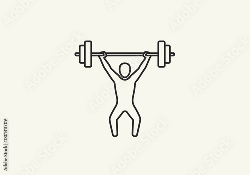 Minimalist Weightlifting Athlete Icon in Line Art Style