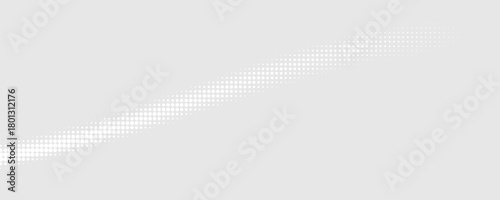 Flowing dots particles wave pattern halftone gradient curve shape isolated on white background. Vector in concept of technology, science, music, modern.