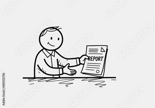 Happy Person Holding Contract Paper Illustration