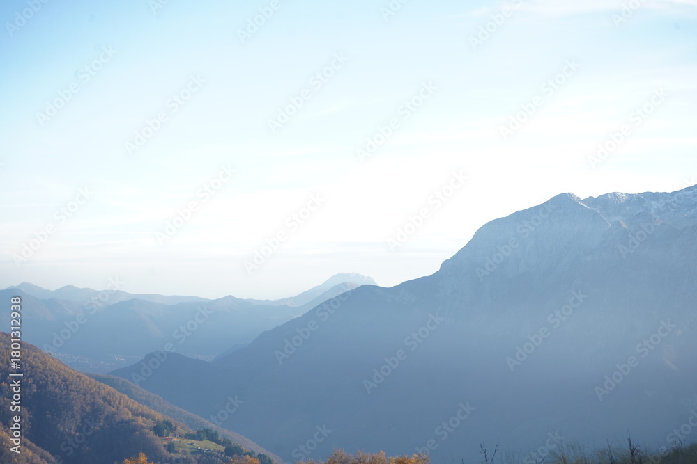 Naklejka premium mountain landscape with clouds