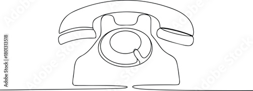 Single line drawing of a vintage rotary telephone rotary phone