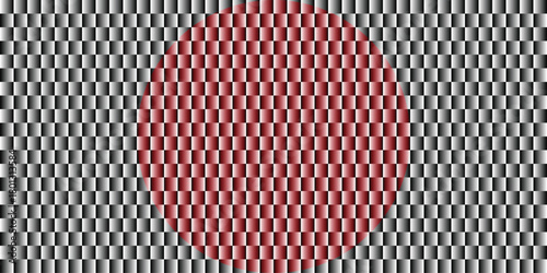 Optical Illusion with Red Oval on Checkerboard – Abstract Vector Design Creating Depth Through Contrast