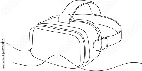 Single line drawing of a virtual reality headset VR headset