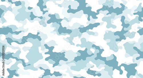 Icy blue abstract military camo texture background, Soft winter camouflage wallpaper with organic shapes, Cold weather camo fabric