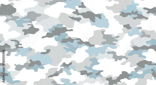 Irregular organic shapes arctic winter camo wallpaper, Military white and gray hunting camouflage background, Cool tones digi camo style