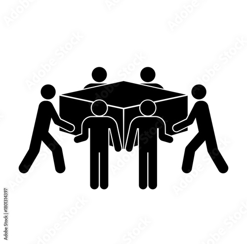 Use Six Person Lift Black Icon, Vector Illustration, Isolate On White Background Label.EPS10