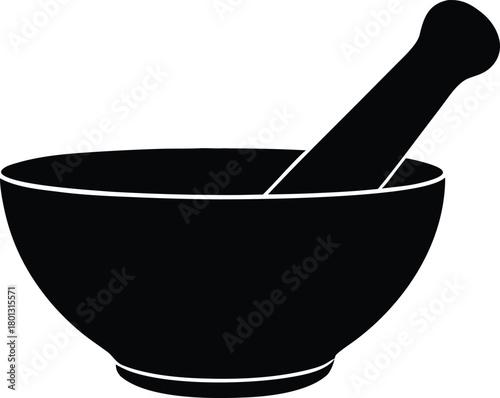 Pestle and mortar silhouette vector illustration