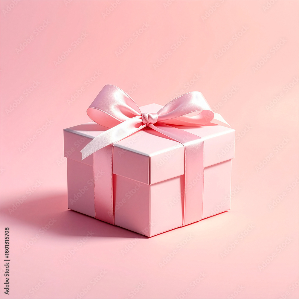 Obraz premium pink gift box with ribbon