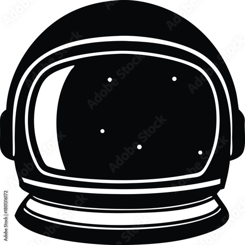 Astronaut helmet silhouette, classic space exploration vector illustration