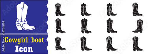 Set of Cowgirl boot icon, Cowgirl boot vector collection