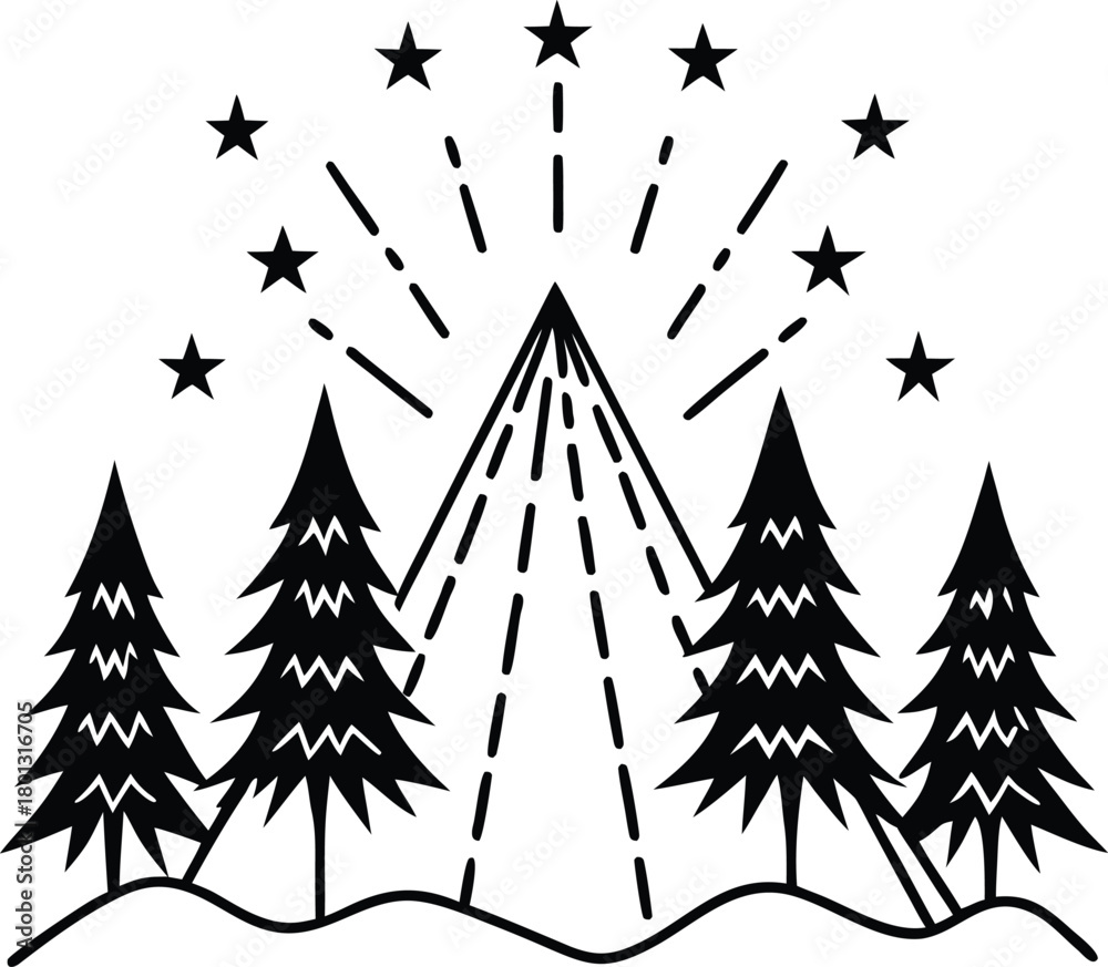 Obraz premium christmas trees vector illustration
