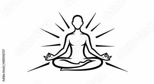 Person meditating in serene lotus pose, radiating calm and inner peace