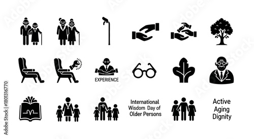 Senior Citizens Icons Experience Wisdom and Dignity International Day of Older Persons.svg