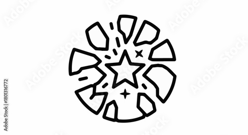 Abstract starburst radiating from a central star, symbolizing energy and creativity.