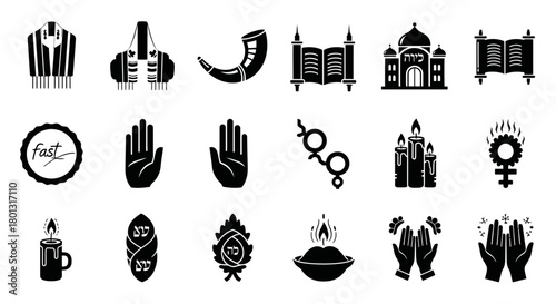 Wicca Religious Symbols Icons Set.svg