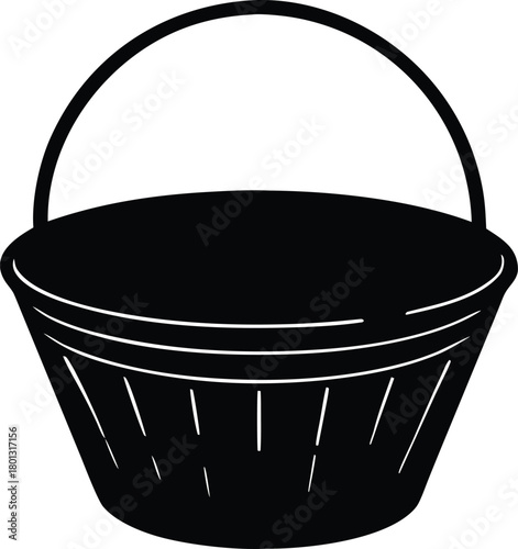 Wicker basket silhouette graphic, rustic home decor or easter basket design element