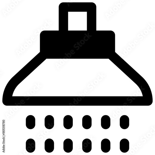 Emergency shower. Outlined stroke vector icon with black-filled details.