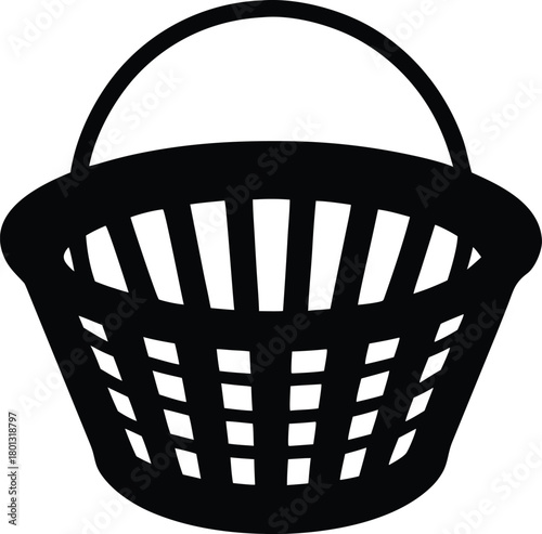 Storage and organization concept, empty basket vector silhouette