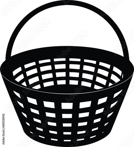 Minimalist basket vector icon, simple storage or container symbol